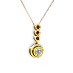 Belinda Kolye - Swarovski ve garnet 14 ayar altın kolye (40 cm rose altın rolo zincir) #1djm3sq