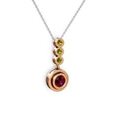 Belinda Kolye - Rodolit garnet ve peridot 14 ayar rose altın kolye (40 cm gümüş rolo zincir) #1edh4qm