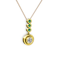 Belinda Kolye - Elmas ve yeşil kuvars 14 ayar altın kolye (0.68 karat, 40 cm rose altın rolo zincir) #1f6t1qt