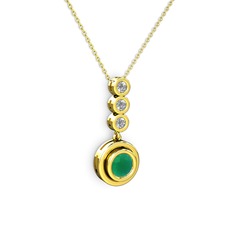 Belinda Kolye - Kök zümrüt ve elmas 8 ayar altın kolye (0.33 karat, 40 cm gümüş rolo zincir) #1hv62je