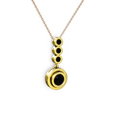 Belinda Kolye - Siyah zirkon 18 ayar altın kolye (40 cm gümüş rolo zincir) #1j053w