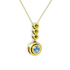 Belinda Kolye - Akuamarin ve peridot 18 ayar altın kolye (40 cm altın rolo zincir) #1japfog