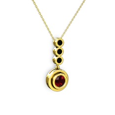 Belinda Kolye - Garnet ve siyah zirkon 8 ayar altın kolye (40 cm altın rolo zincir) #1kcx2so
