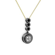 Belinda Kolye - Elmas ve siyah zirkon 925 ayar siyah rodyum kaplama gümüş kolye (0.68 karat, 40 cm gümüş rolo zincir) #1l9eepj