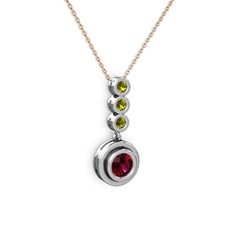 Belinda Kolye - Rodolit garnet ve peridot 925 ayar gümüş kolye (40 cm rose altın rolo zincir) #1mcctf9