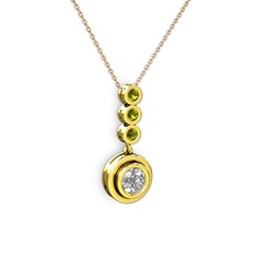 Belinda Kolye - Beyaz zirkon ve peridot 14 ayar altın kolye (40 cm gümüş rolo zincir) #1od2pq4
