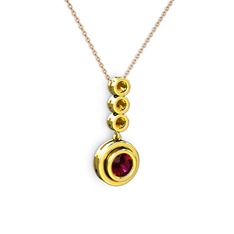 Belinda Kolye - Rodolit garnet ve sitrin 14 ayar altın kolye (40 cm rose altın rolo zincir) #1oxmyrf