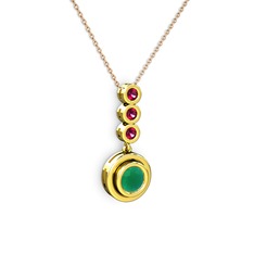 Belinda Kolye - Kök zümrüt ve rodolit garnet 18 ayar altın kolye (40 cm rose altın rolo zincir) #1peklff