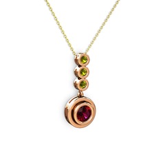 Belinda Kolye - Rodolit garnet ve peridot 8 ayar rose altın kolye (40 cm altın rolo zincir) #1qc0uwg