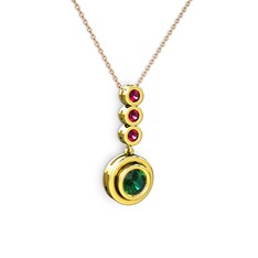 Belinda Kolye - Yeşil kuvars ve rodolit garnet 8 ayar altın kolye (40 cm rose altın rolo zincir) #1saaapo