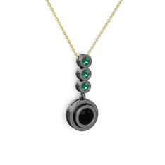 Belinda Kolye - Siyah zirkon ve yeşil kuvars 925 ayar siyah rodyum kaplama gümüş kolye (40 cm altın rolo zincir) #1u5hxnf