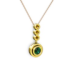 Belinda Kolye - Yeşil kuvars ve sitrin 8 ayar altın kolye (40 cm rose altın rolo zincir) #1vefs00