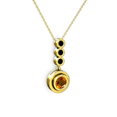 Belinda Kolye - Sitrin ve siyah zirkon 8 ayar altın kolye (40 cm altın rolo zincir) #1vgpxqz