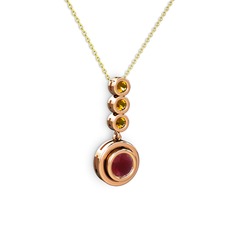 Belinda Kolye - Kök yakut ve sitrin 8 ayar rose altın kolye (40 cm altın rolo zincir) #1vs0bmh
