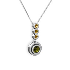 Belinda Kolye - Peridot ve sitrin 925 ayar gümüş kolye (40 cm beyaz altın rolo zincir) #1ydyxpr