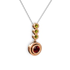 Belinda Kolye - Garnet ve peridot 8 ayar rose altın kolye (40 cm gümüş rolo zincir) #3n15cl