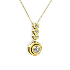 Belinda Kolye - Beyaz zirkon 14 ayar altın kolye (40 cm altın rolo zincir) #b019oe