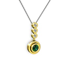 Belinda Kolye - Yeşil kuvars ve elmas 8 ayar altın kolye (0.33 karat, 40 cm gümüş rolo zincir) #bn3ms4