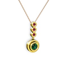 Belinda Kolye - Yeşil kuvars ve kök yakut 18 ayar altın kolye (40 cm rose altın rolo zincir) #crtwtr