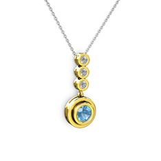 Belinda Kolye - Akuamarin ve elmas 14 ayar altın kolye (0.33 karat, 40 cm gümüş rolo zincir) #daxhbi