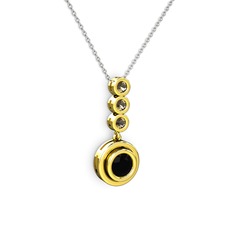 Belinda Kolye - Siyah zirkon ve dumanlı kuvars 14 ayar altın kolye (40 cm beyaz altın rolo zincir) #ded961