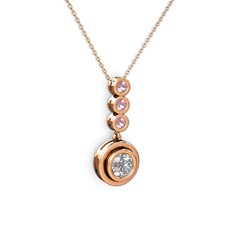 Belinda Kolye - Swarovski ve pembe kuvars 14 ayar rose altın kolye (40 cm rose altın rolo zincir) #h02j4b