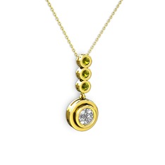Belinda Kolye - Beyaz zirkon ve peridot 14 ayar altın kolye (40 cm altın rolo zincir) #hwgmiu