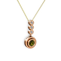 Belinda Kolye - Peridot ve elmas 8 ayar rose altın kolye (0.33 karat, 40 cm altın rolo zincir) #kr5eyw