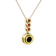 Belinda Kolye - Siyah zirkon ve rodolit garnet 18 ayar altın kolye (40 cm rose altın rolo zincir) #npp9y7