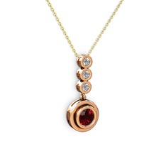 Belinda Kolye - Garnet ve elmas 18 ayar rose altın kolye (0.33 karat, 40 cm altın rolo zincir) #qjthz0