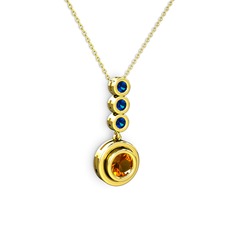 Belinda Kolye - Sitrin ve lab safir 18 ayar altın kolye (40 cm altın rolo zincir) #r6raj3