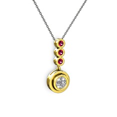 Swarovski ve rodolit garnet 925 ayar altın kaplama gümüş kolye (40 cm gümüş rolo zincir)