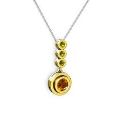 Belinda Kolye - Sitrin ve peridot 8 ayar altın kolye (40 cm beyaz altın rolo zincir) #ukehky