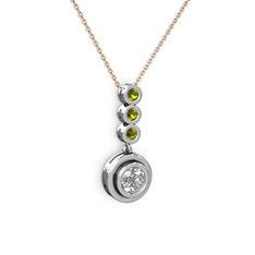 Belinda Kolye - Swarovski ve peridot 925 ayar gümüş kolye (40 cm rose altın rolo zincir) #v5vgtx