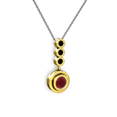 Belinda Kolye - Kök yakut ve siyah zirkon 14 ayar altın kolye (40 cm gümüş rolo zincir) #v9oc9v