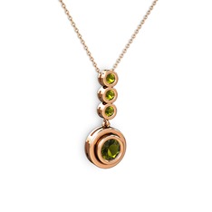 Belinda Kolye - Peridot 925 ayar rose altın kaplama gümüş kolye (40 cm rose altın rolo zincir) #w6t10b