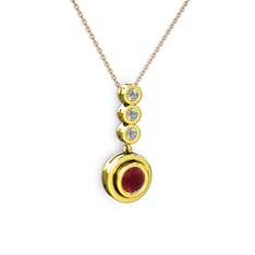 Belinda Kolye - Kök yakut ve elmas 925 ayar altın kaplama gümüş kolye (0.33 karat, 40 cm rose altın rolo zincir) #y6oq70