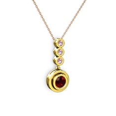 Belinda Kolye - Garnet ve pembe kuvars 14 ayar altın kolye (40 cm rose altın rolo zincir) #yuq4dj