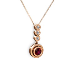 Belinda Kolye - Rodolit garnet ve elmas 925 ayar rose altın kaplama gümüş kolye (0.33 karat, 40 cm gümüş rolo zincir) #zsle8w