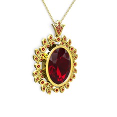 Garnet 8 ayar altın kolye (40 cm altın rolo zincir)