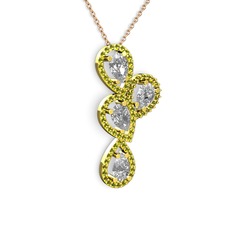 Swarovski ve peridot 925 ayar altın kaplama gümüş kolye (40 cm rose altın rolo zincir)