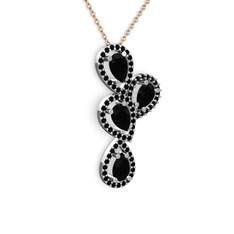 Soltar Damla Kolye - Siyah zirkon 18 ayar beyaz altın kolye (40 cm gümüş rolo zincir) #kpsy2k