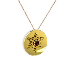 Garnet ve sitrin 8 ayar altın kolye (40 cm rose altın rolo zincir)