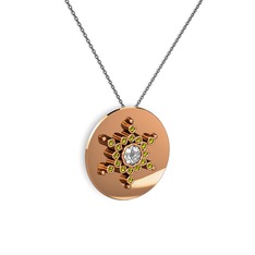 Neu Kar Tanesi Kolye - Swarovski ve peridot 14 ayar rose altın kolye (40 cm gümüş rolo zincir) #1fyl1qg