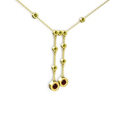 Taşlı Belly Kolye - Garnet ve peridot 14 ayar altın kolye (40 cm altın rolo zincir) #10p2rmh
