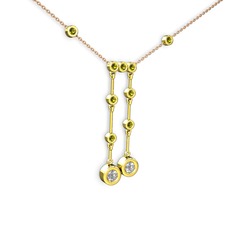 Taşlı Belly Kolye - Pırlanta ve peridot 14 ayar altın kolye (0.48 karat, 40 cm rose altın rolo zincir) #199c8x8