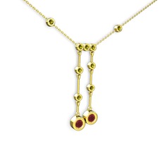 Taşlı Belly Kolye - Kök yakut ve peridot 18 ayar altın kolye (40 cm altın rolo zincir) #1c4lanp