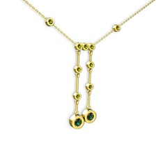 Taşlı Belly Kolye - Yeşil kuvars ve peridot 8 ayar altın kolye (40 cm altın rolo zincir) #1l0svwl