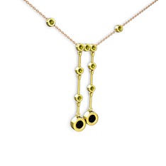 Taşlı Belly Kolye - Siyah zirkon ve peridot 8 ayar altın kolye (40 cm gümüş rolo zincir) #1qfr3hq