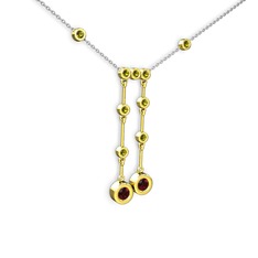 Taşlı Belly Kolye - Garnet ve peridot 925 ayar altın kaplama gümüş kolye (40 cm beyaz altın rolo zincir) #1qygvv0